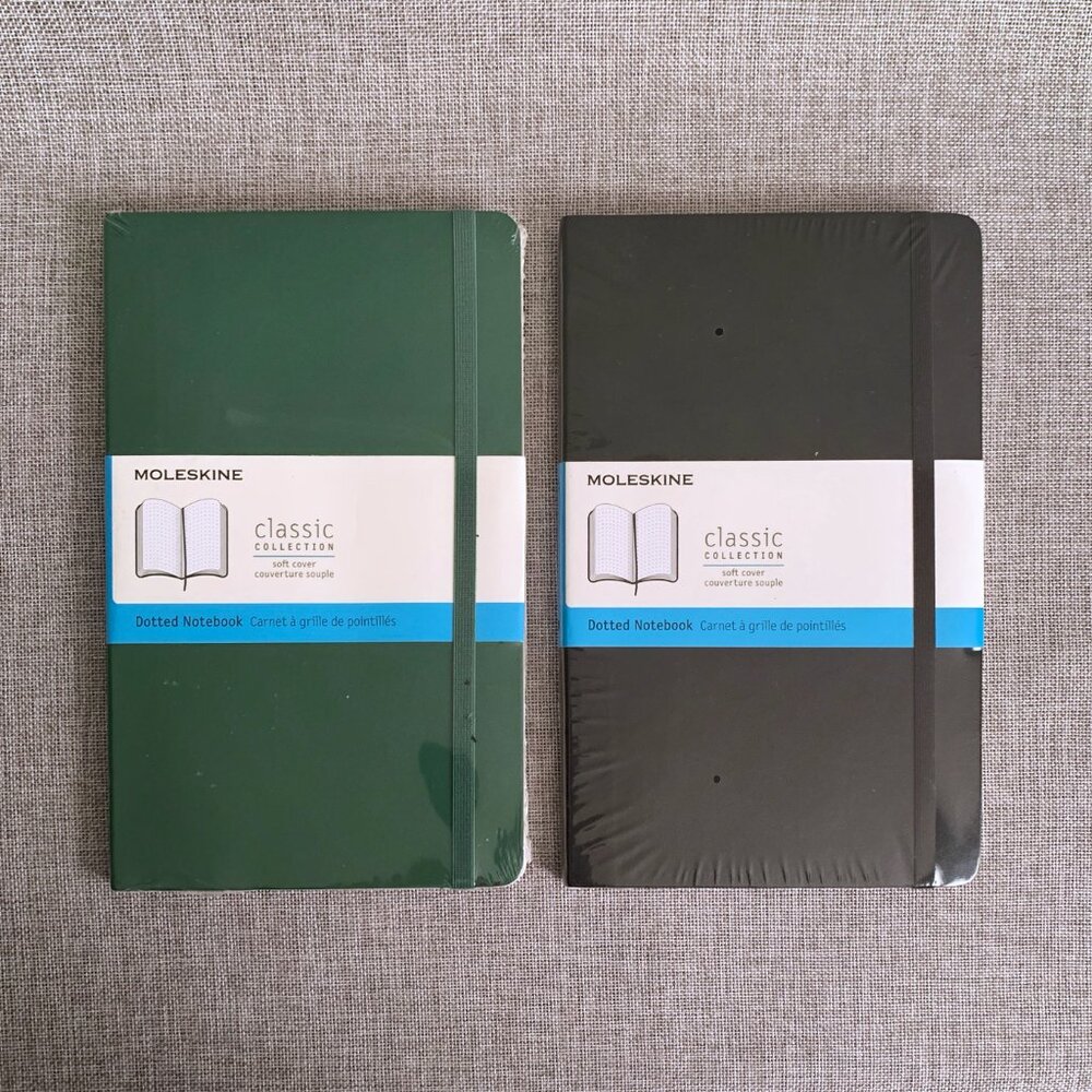 MOLESKINE Set of 2 Classic Soft Cover Dotted Notebooks Large 5 x 8.25” NWT